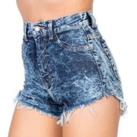 GJG High Rise Shorts Size S/24 Mineral Dark Wash Blue Jean Denim Shorts - Picture 3 of 16